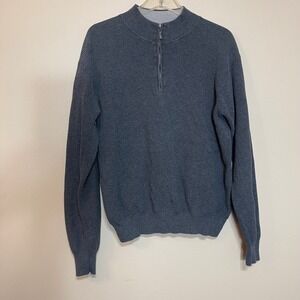 Peter Millar Mens 1/4 Zip Sweater Pullover Waffle Knit Cotton Cashmere M Gray